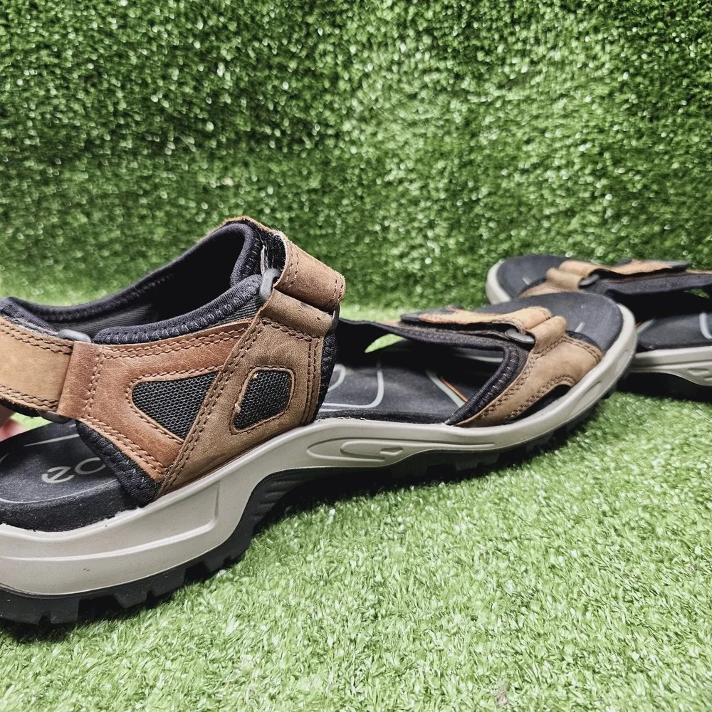Ecco Yucatan Brown Leather Strappy Athletic Outdoor Hiking Sandals Mens 47 US 13